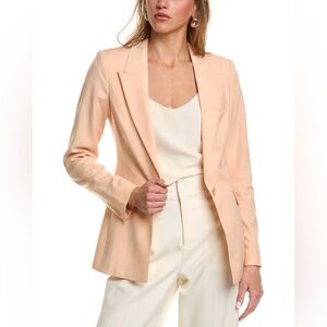 Evelyn Wool Linen Blend Slim Fit Blazer in Apricot